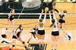 competitive girls volleyball game